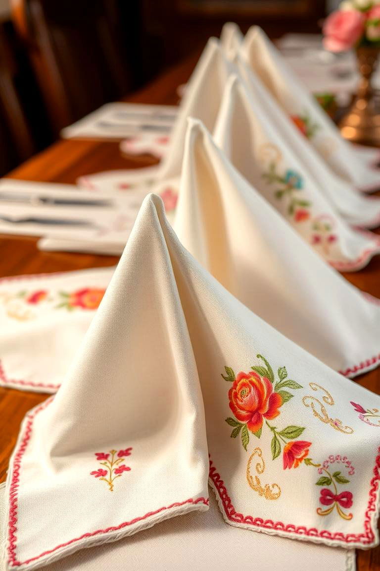 Handcrafted Fabric Napkins - 24 thanksgiving table decor ideas