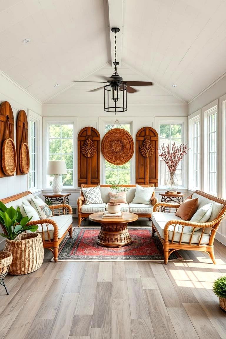 Handcrafted Farmhouse Decor - 24 Farmhouse Sunroom Ideas