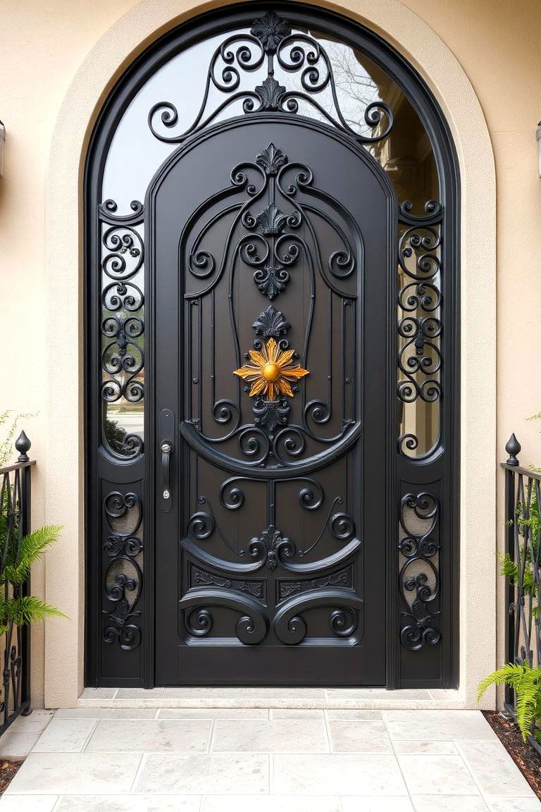 Handcrafted Ironwork Details - 24 Spanish Style Front Door Ideas