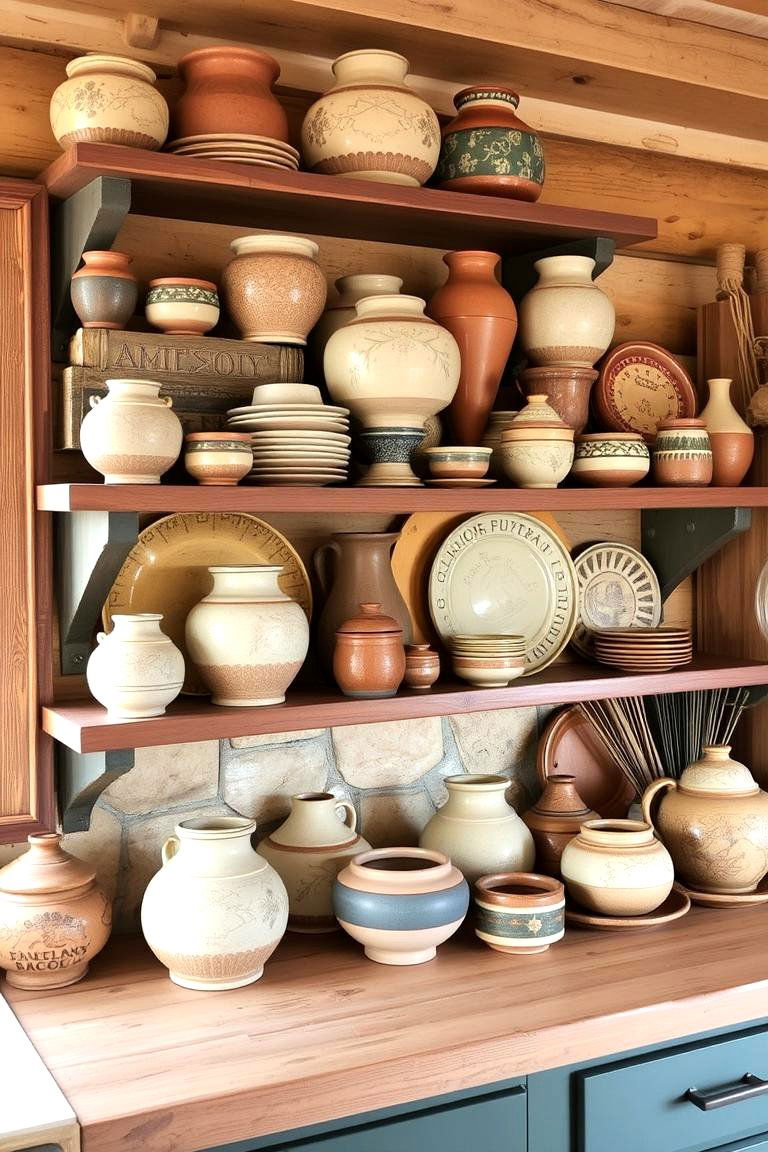 Handcrafted Pottery Decor - 24 Cabin Kitchen Ideas