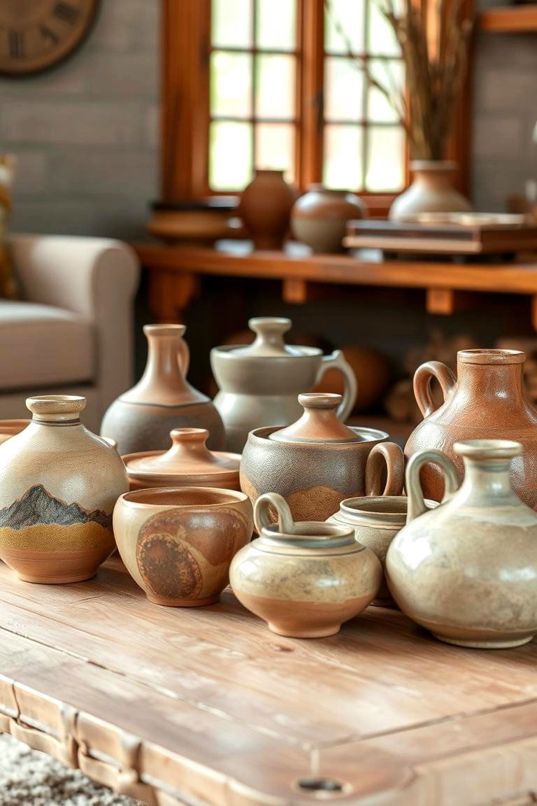 Handcrafted Pottery Display - 24 Coffee Table Centerpiece Ideas