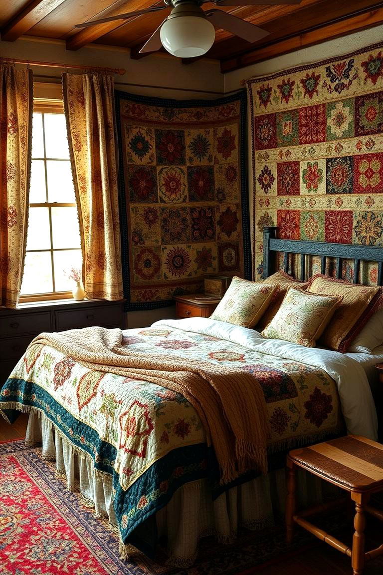 Handcrafted Quilts and Throws - 24 Vintage Bedroom Ideas