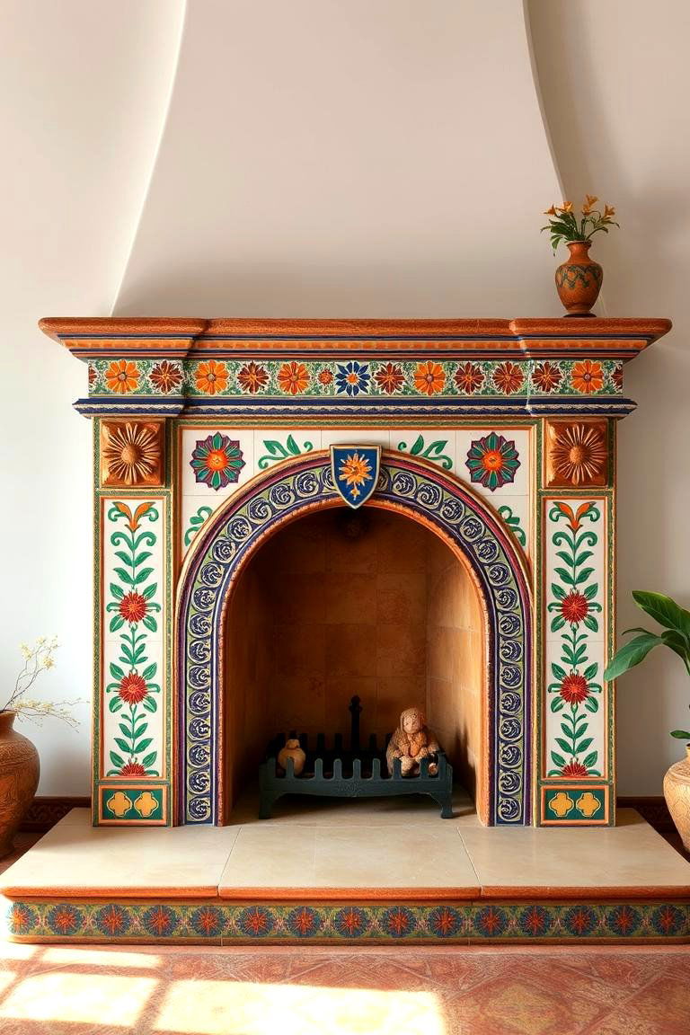 Handcrafted Spanish Ceramic Fireplace - 24 Spanish Style Fireplace Ideas
