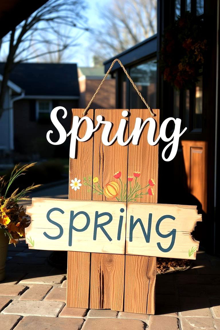 Handcrafted Spring Signage - 24 Spring Front Door Decor Ideas