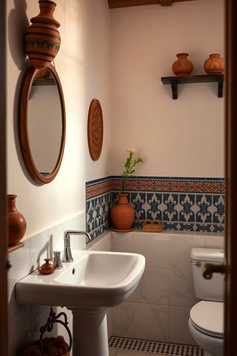 Handcrafted Terracotta Accents - 24 Terracotta Bathroom Ideas
