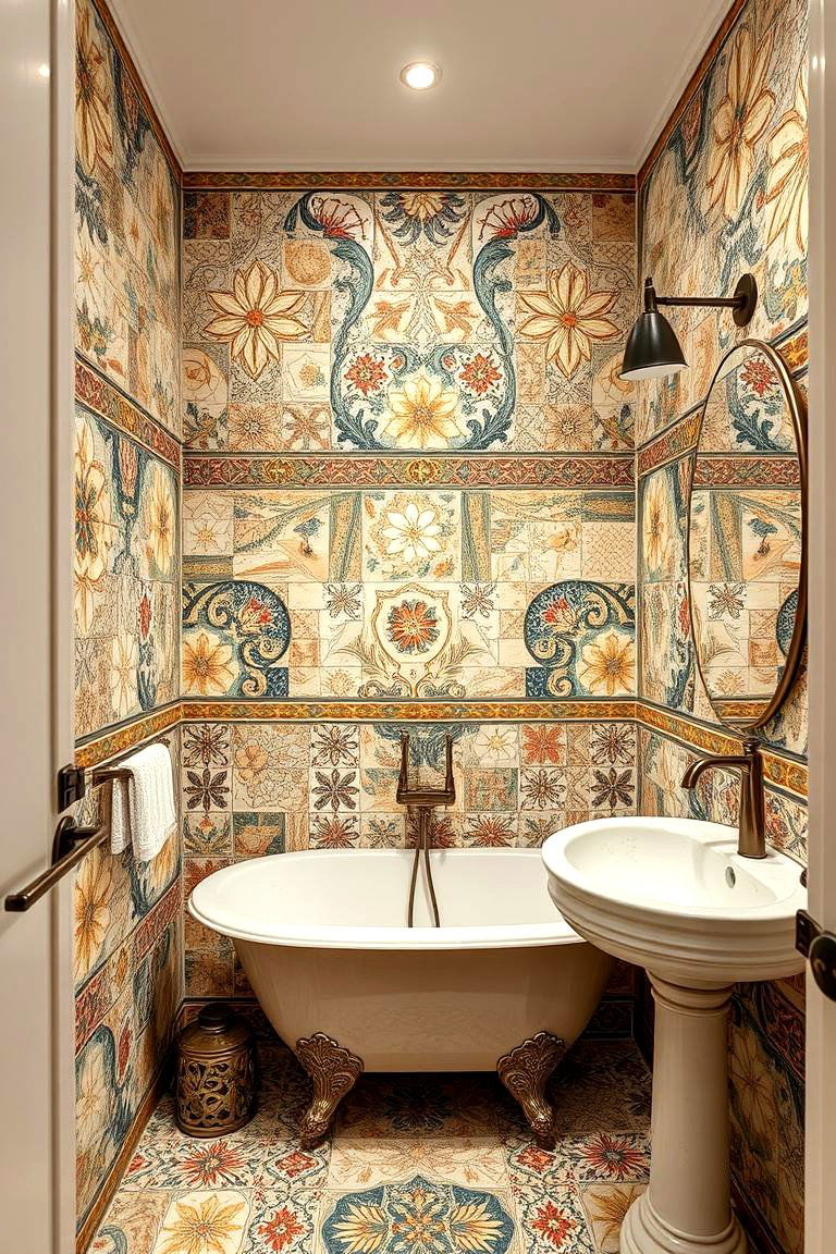 Handcrafted Tile Patterns and Custom Designs - 24 Tuscan Bathroom Ideas