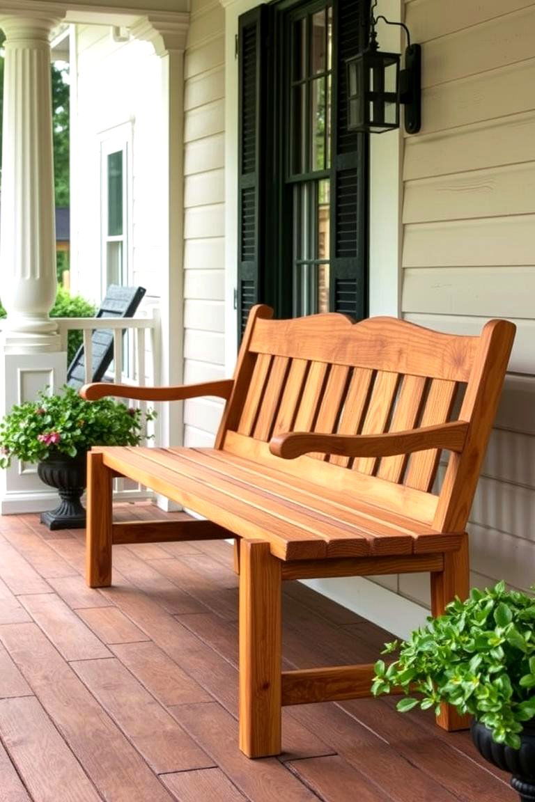 Handcrafted Wooden Benches - 24 Victorian Porch Ideas