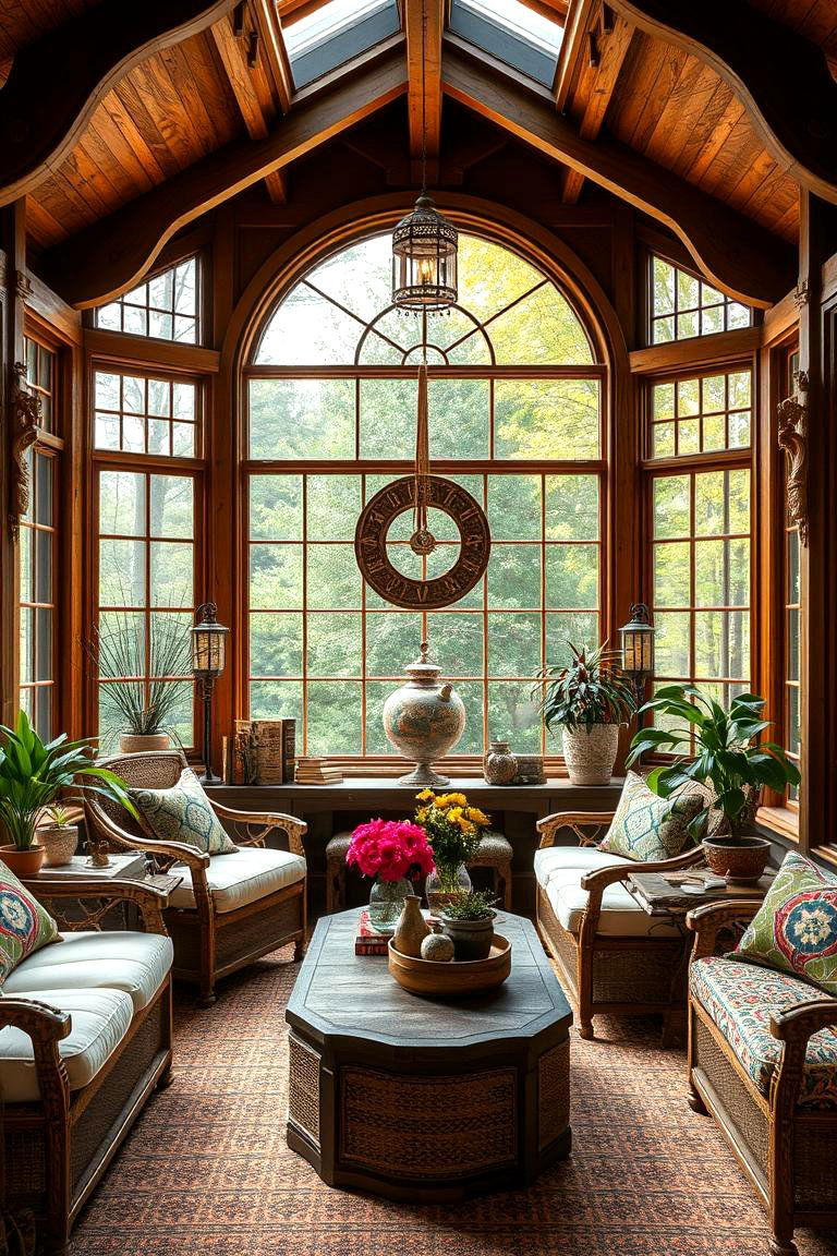 Handcrafted Wooden Details - 24 Rustic Sunroom Ideas