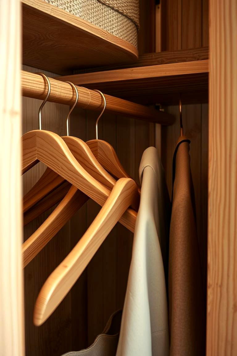 Handcrafted Wooden Hangers - 24 Rustic Closet Ideas