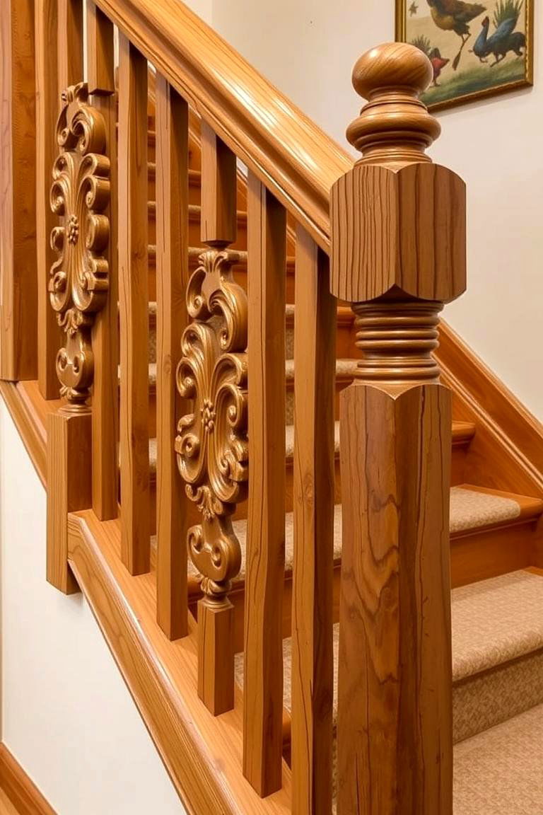 Handcrafted Wooden Railings for a Custom Artisan Touch - 24 Farmhouse Rustic Stair Railing Ideas