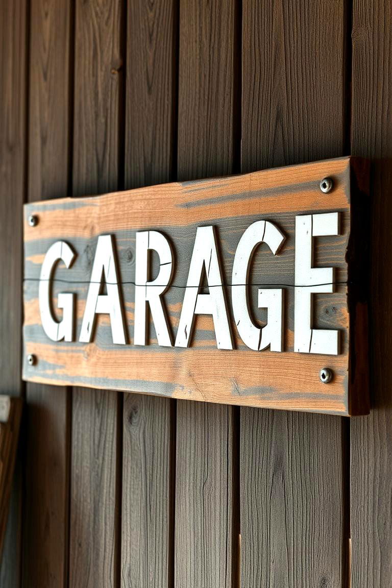 Handcrafted Wooden Signage - 24 Rustic Garage Ideas