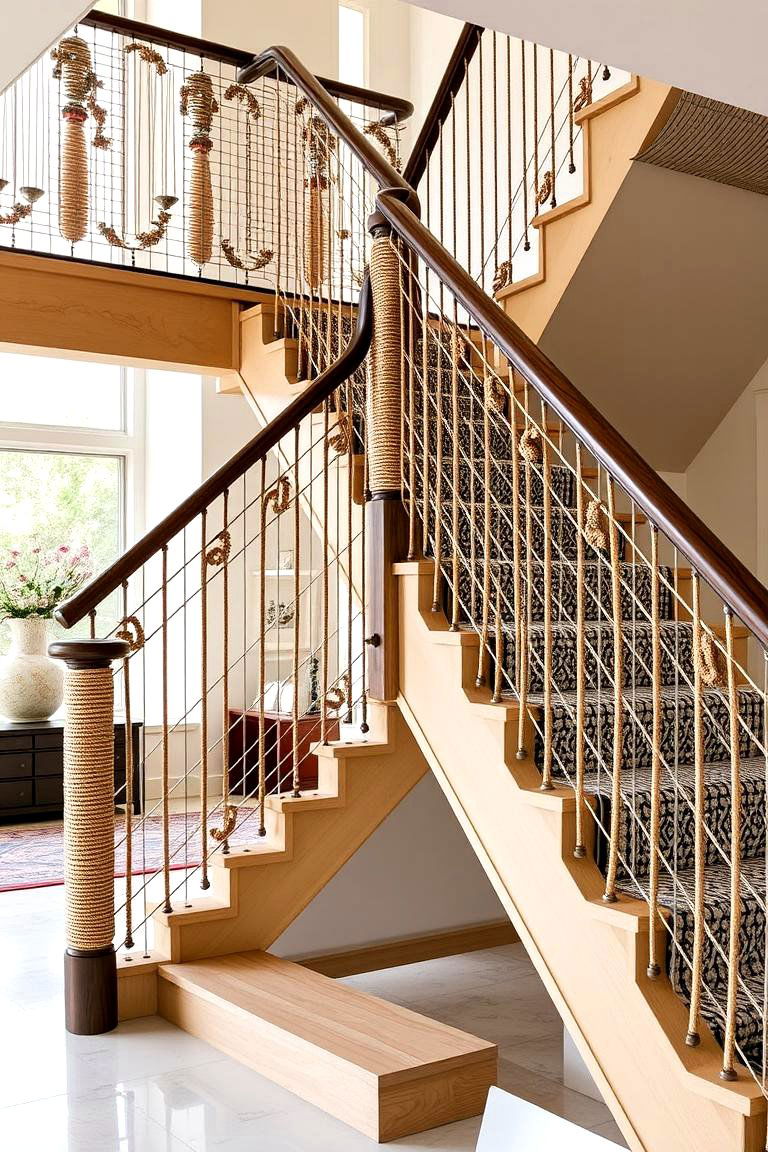 Handcrafted Woven Cable Railings - 24 Stair Railing Ideas