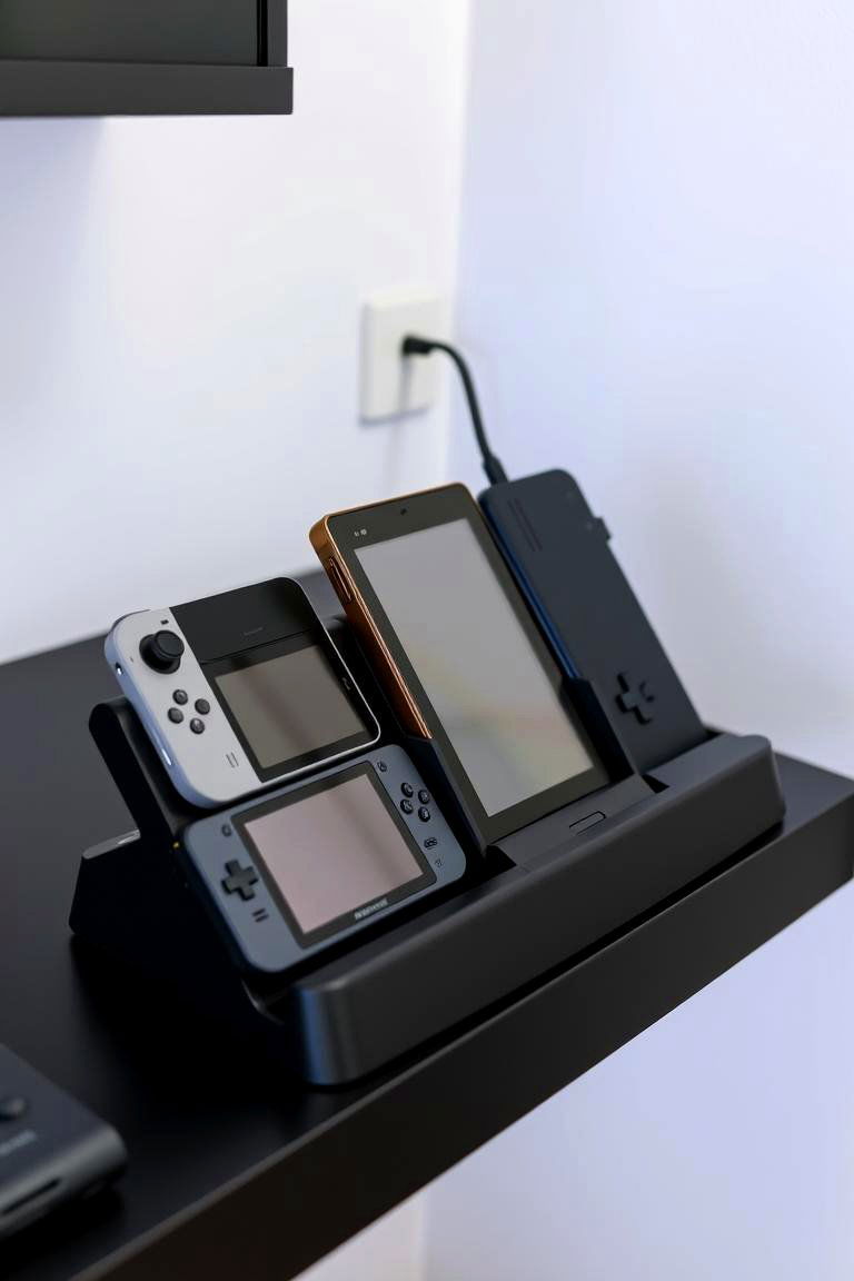 Handheld Game Charging Station - 24 Small Game Room Ideas