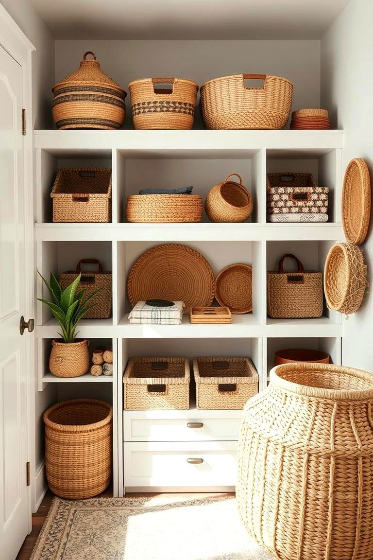 Handwoven Baskets for Organized Storage - 24 Boho Dorm Room Ideas