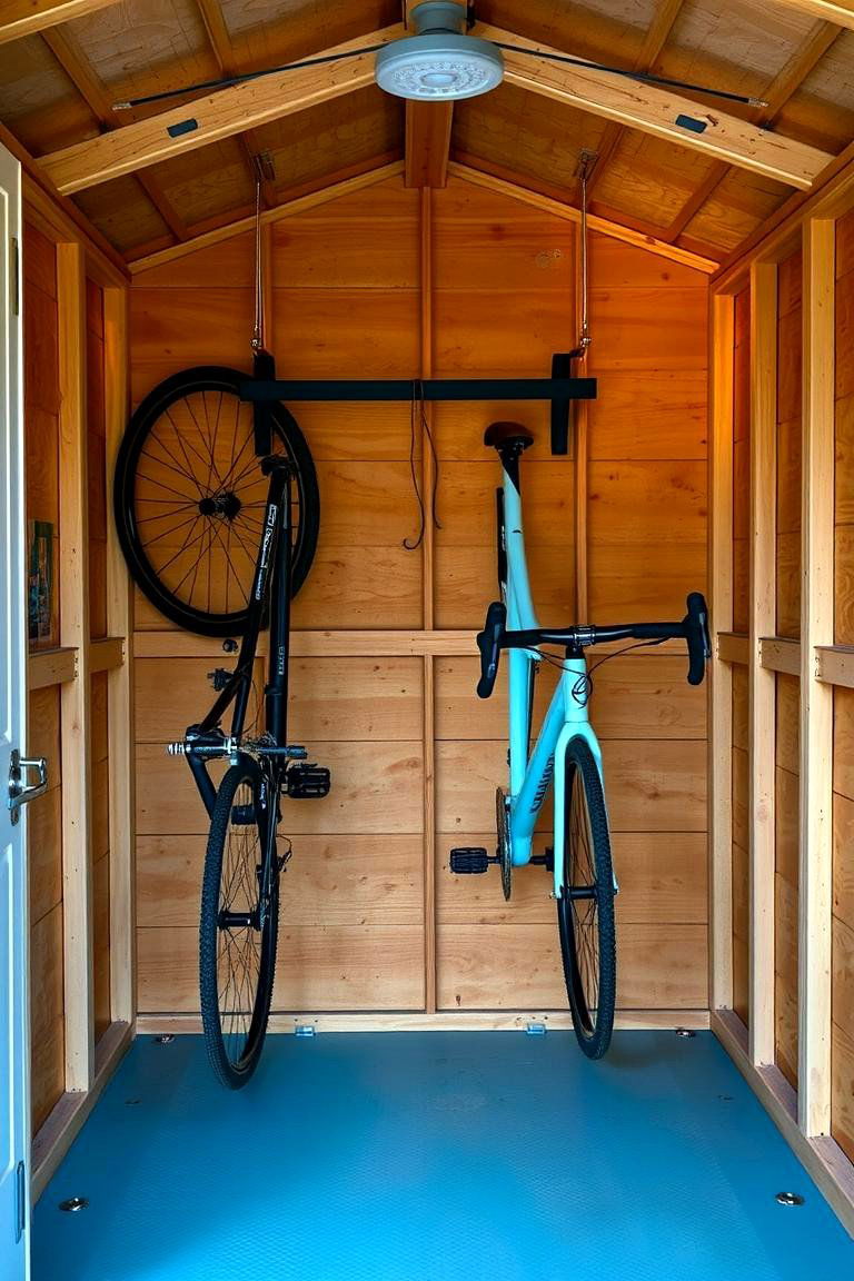 Hang Bikes Vertically - 24 Shed Organization Ideas