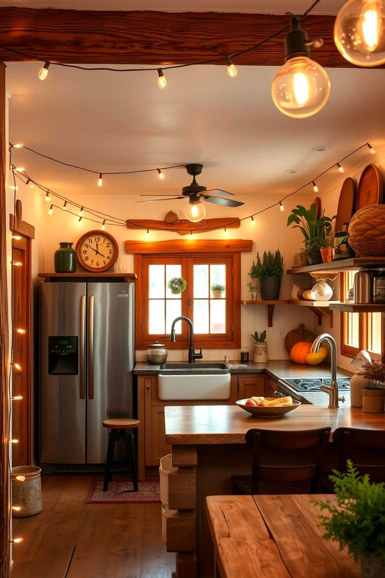 Hang Festive String Lights - 24 Mexican Kitchen Ideas