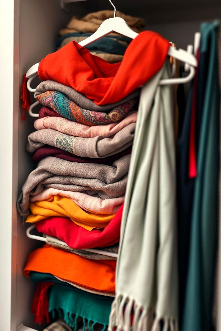 Hang Scarves and Belts on Tiered Hangers - 24 Small Closet Storage Ideas
