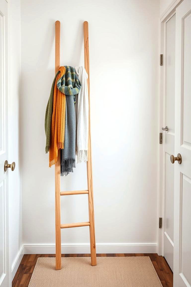 Hang Scarves on a Decorative Ladder - 24 Small Dressing Room Ideas