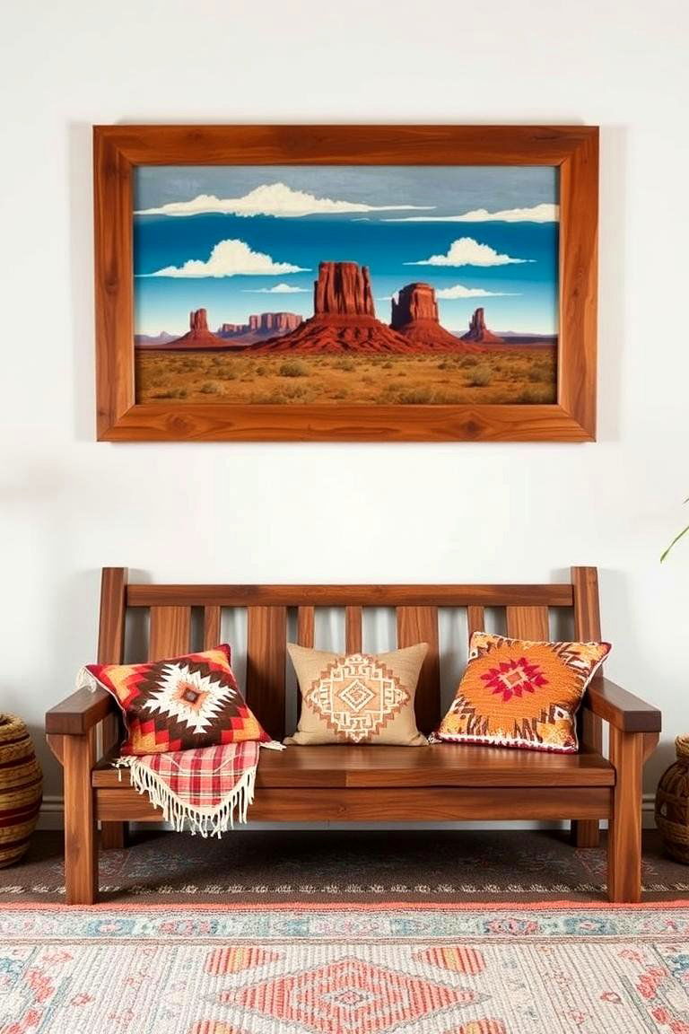 Hang Southwest Inspired Artwork - 24 Southwestern Living Room Ideas