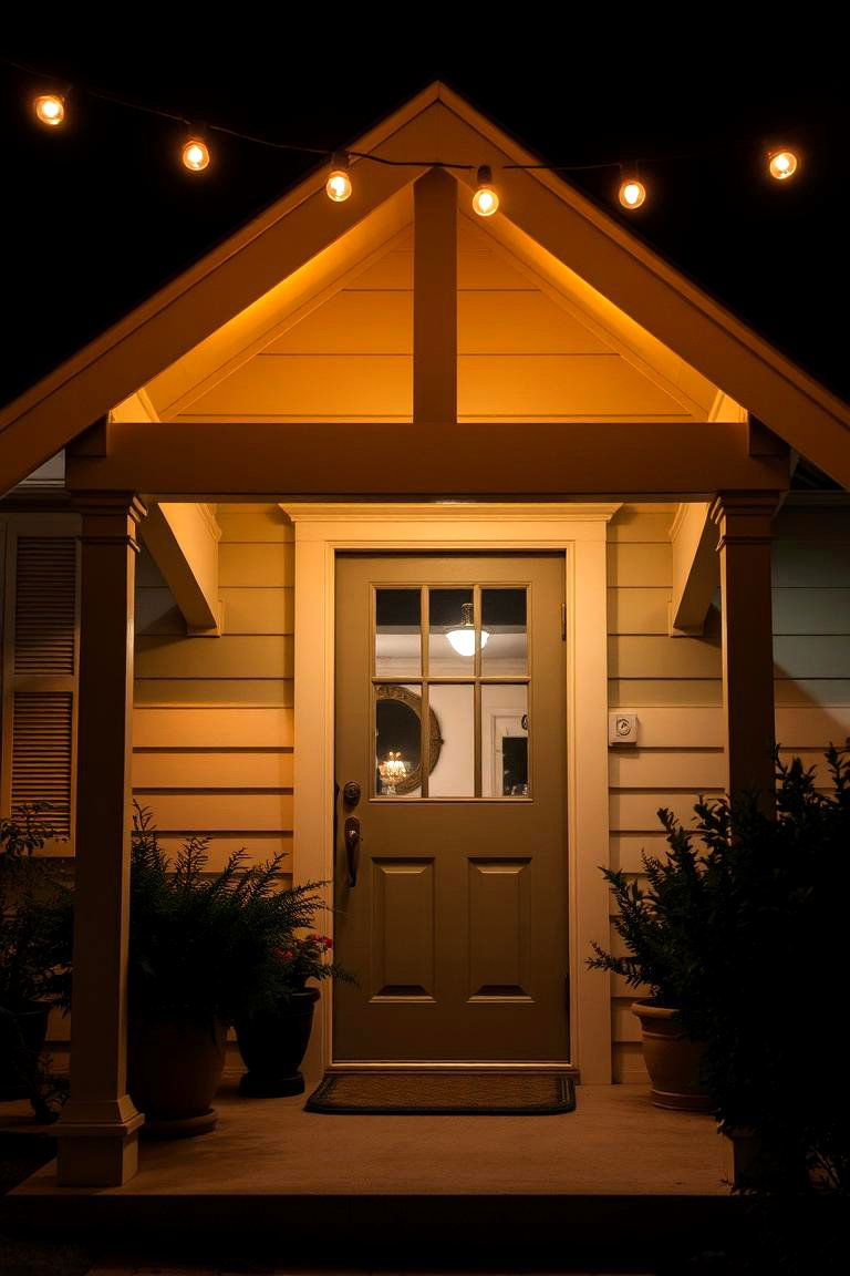 Hang String Lights for Ambiance - 24 Small Front Porch Ideas