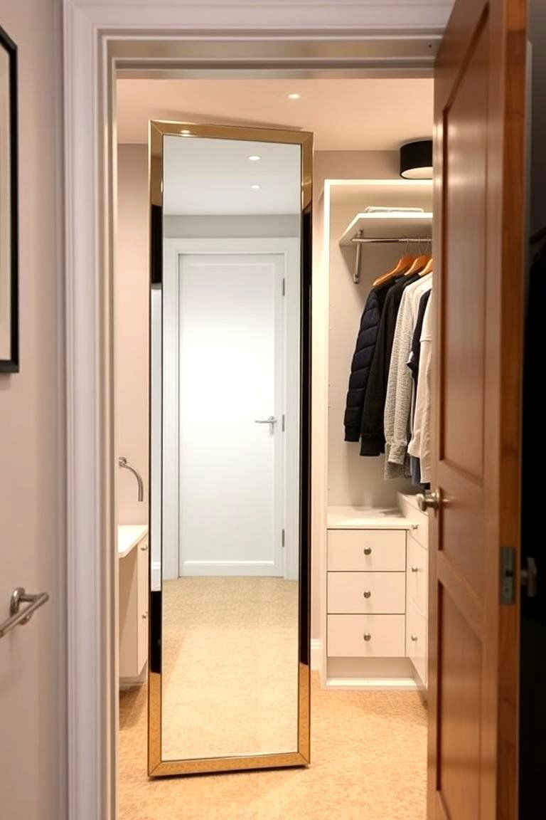 Hang a Full Length Mirror Inside the Door - 24 Hall Closet Organization Ideas