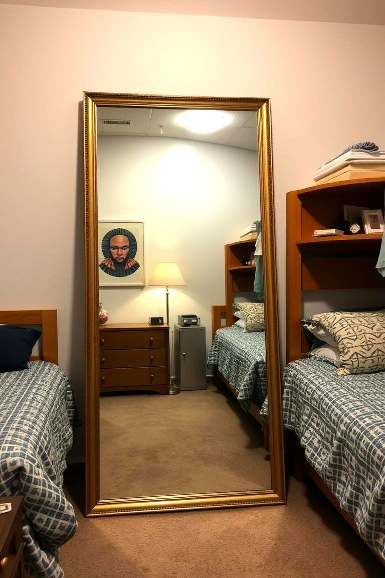 Hang a Large Mirror - 24 Minimalist Dorm Room Ideas