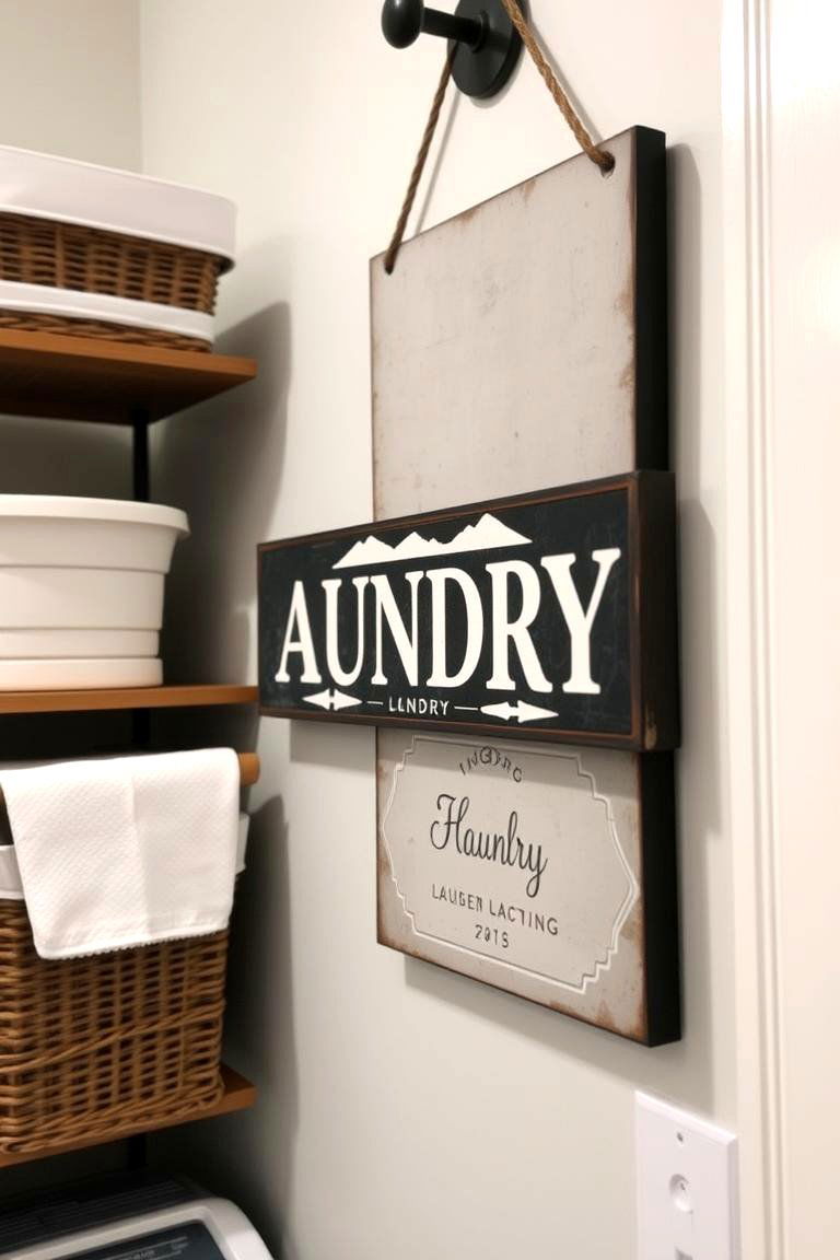 Hang a Laundry Sign for Organization - 24 Laundry Room Storage Ideas