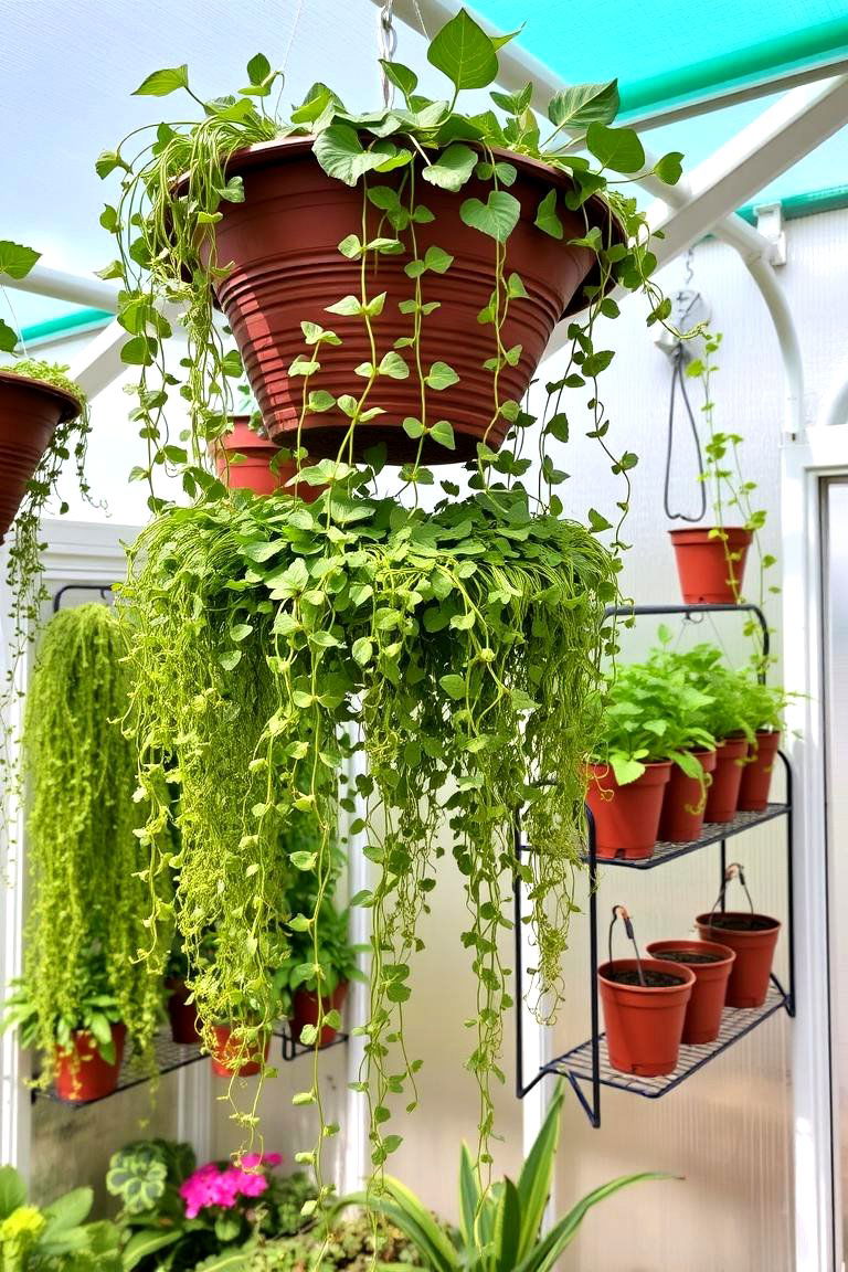 Hanging Baskets and Shelves - 24 Greenhouse Shelving Ideas