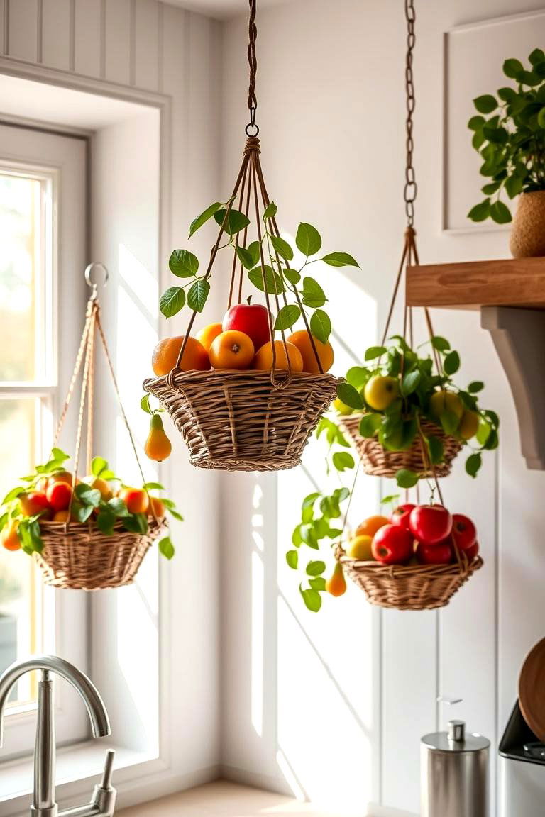 Hanging Baskets for Fruit - 24 Small Kitchen Storage Ideas