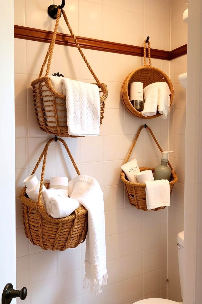 Hanging Baskets - 24 Small Bathroom Storage Ideas