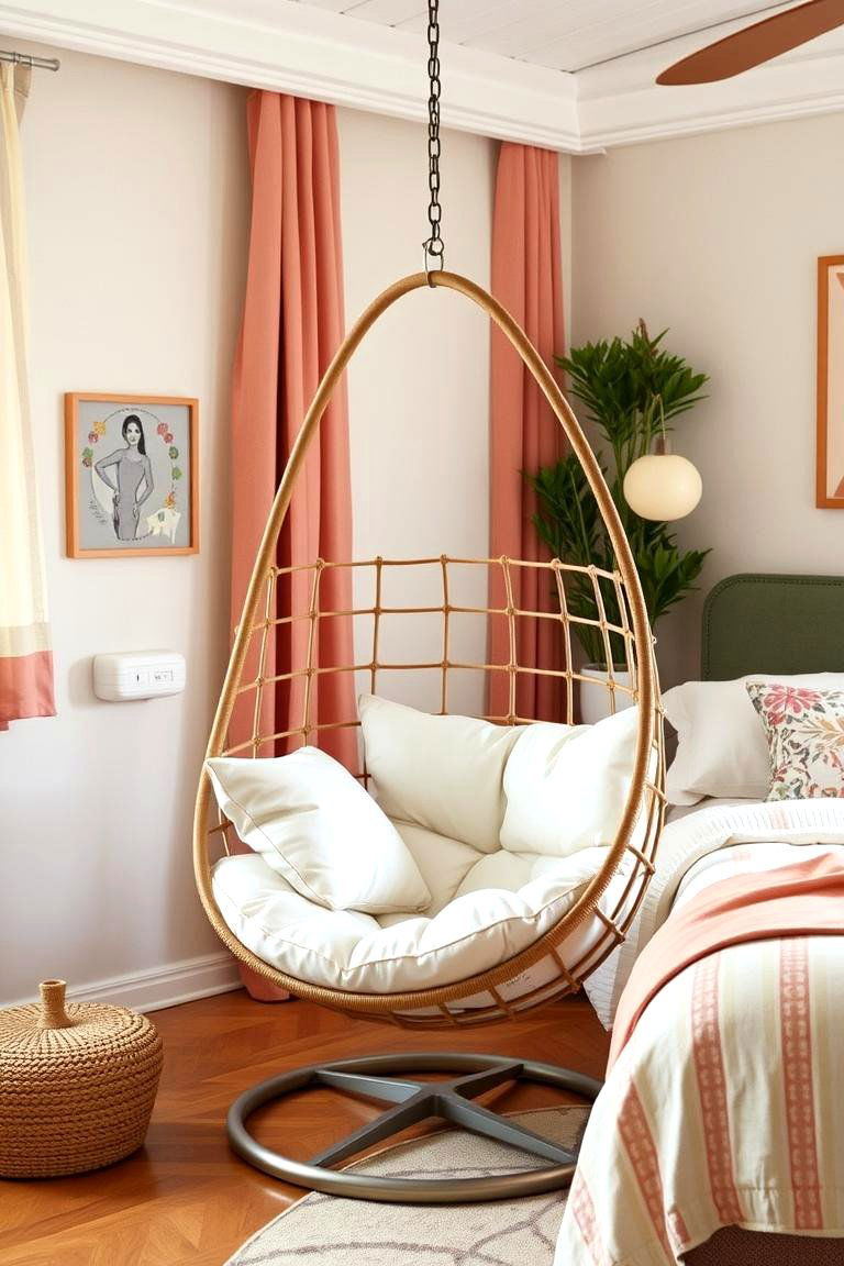 Hanging Chairs and Swing Seats - 24 70s Bedroom Decor Ideas