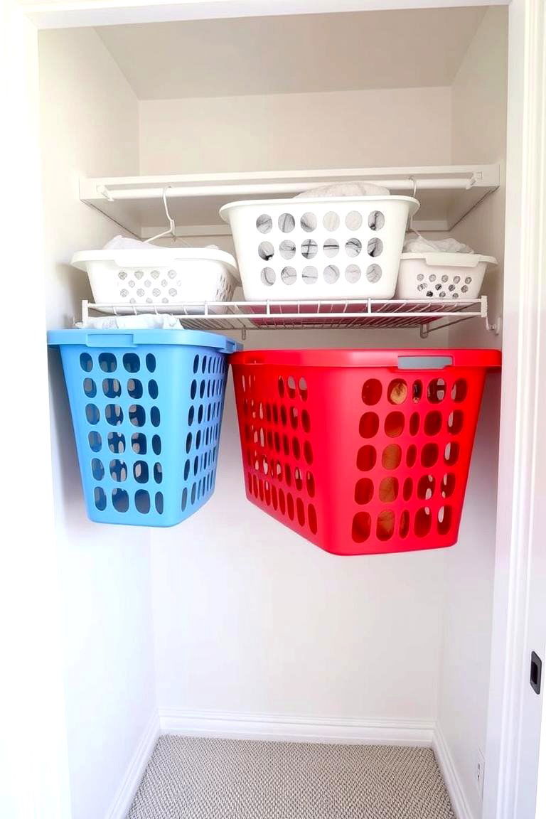 Hanging Closet Organizer for Laundry - 24 Laundry Basket Storage Ideas