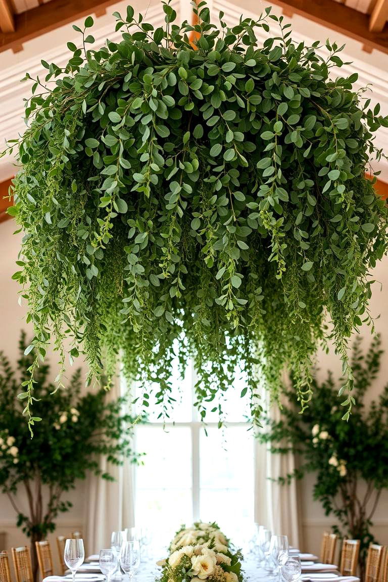 Hanging Eucalyptus Installations - 24 Eucalyptus Wedding Centerpieces