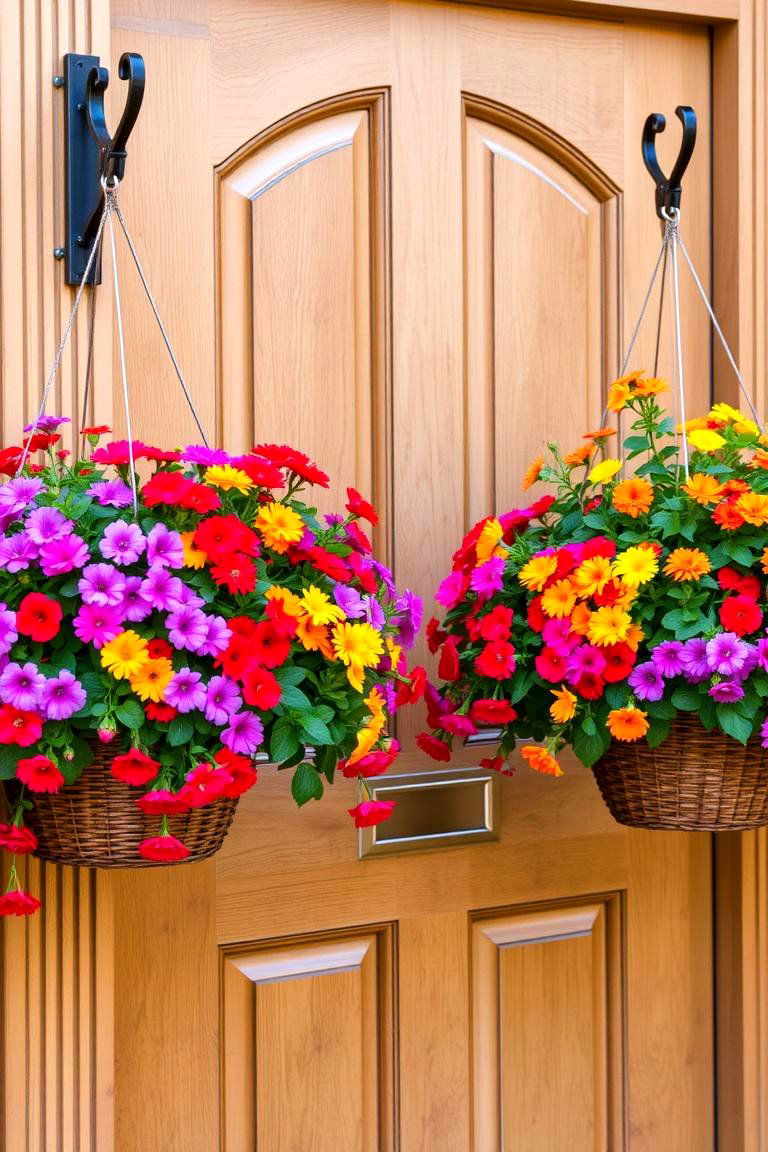 Hanging Flower Baskets for a Touch of Color - 24 Front Door Decor Ideas