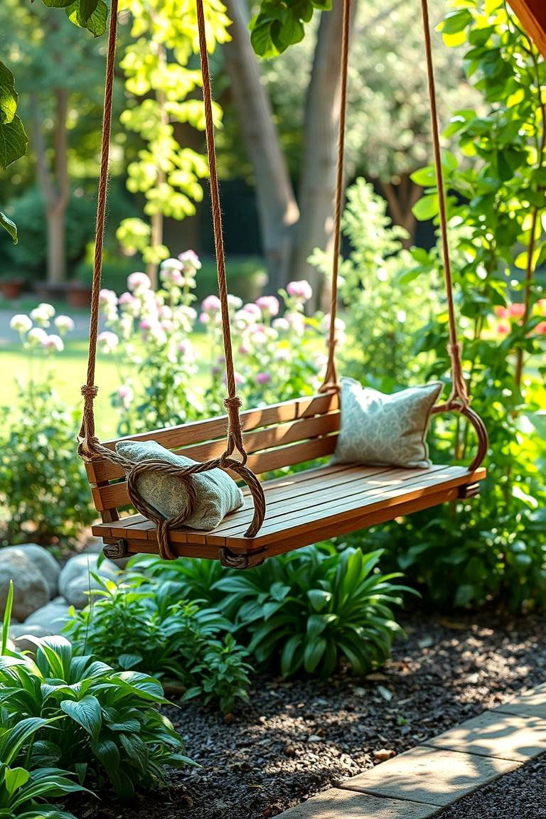 Hanging Garden Bench - 24 Garden Bench Ideas