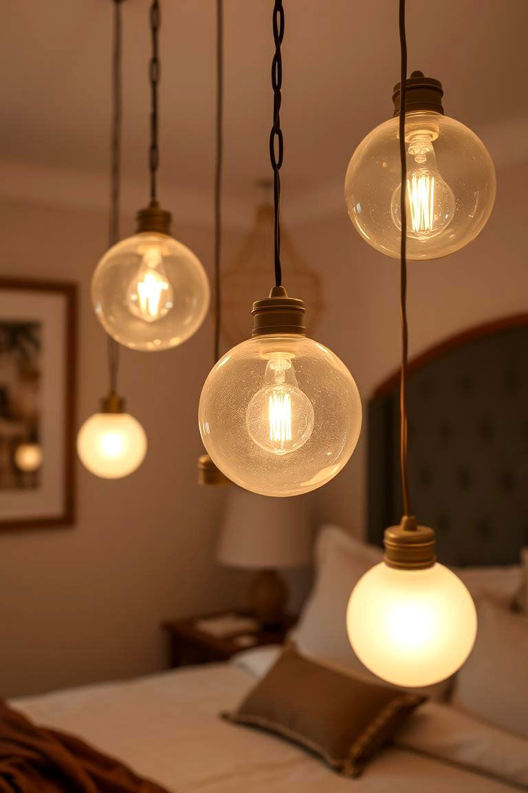Hanging Globe Lights - 24 Bedroom Lighting Ideas