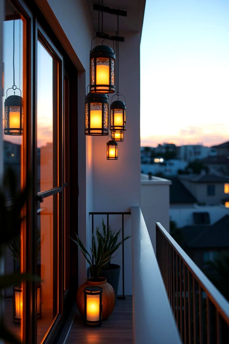 Hanging Lantern Ambience - 24 Small Balcony Ideas