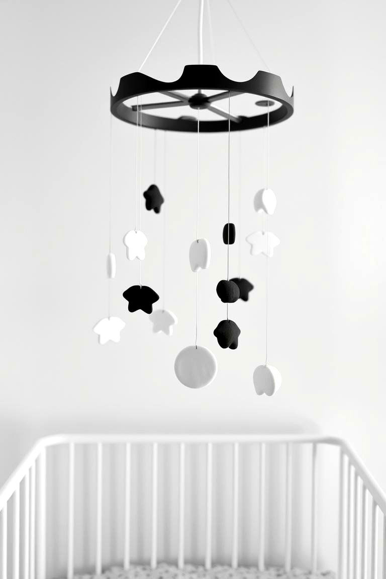 Hanging Mobile in Monochrome - 24 Black and White Nursery Ideas