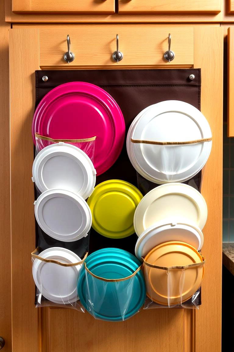 Hanging Organizers for Lids - 24 Tupperware Organization Ideas