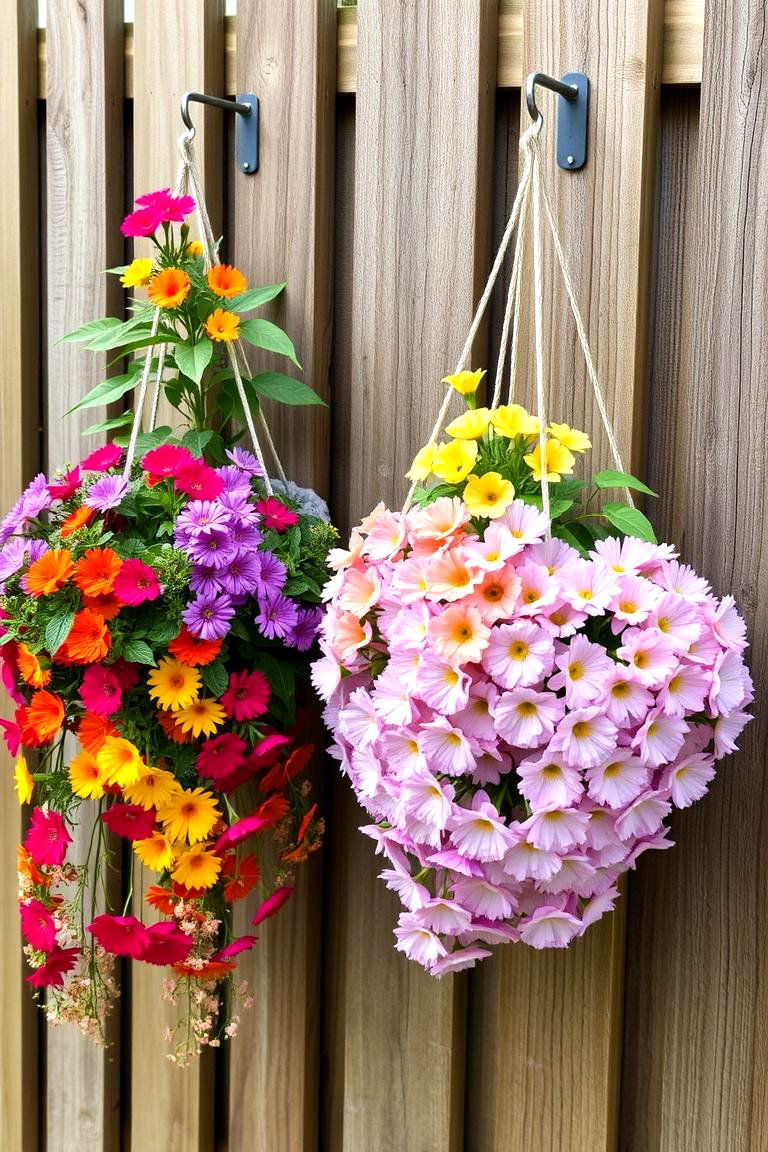 Hanging Planters Fence - 24 Fence Art Ideas