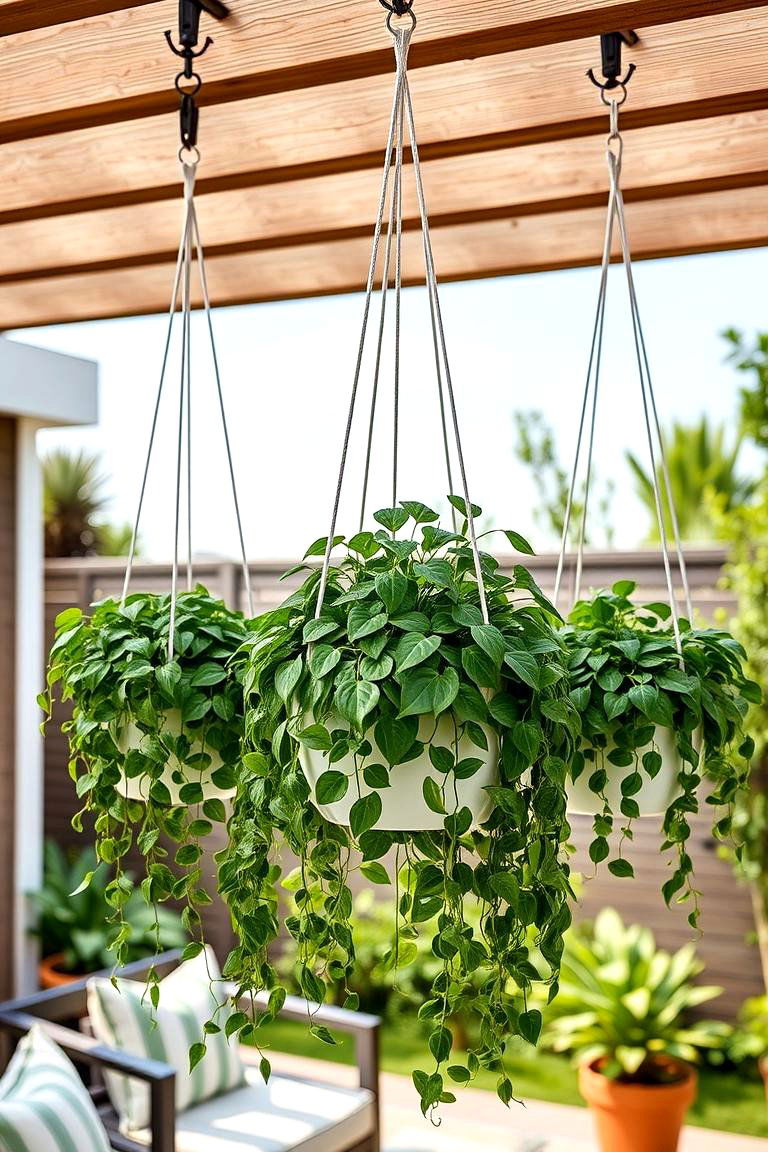 Hanging Planters with Trailing Foliage - 24 Mid-century Modern Patio Ideas
