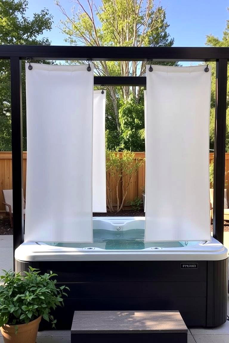 Hanging Privacy Panels for a Modern Touch - 24 Backyard Hot Tub Privacy Ideas