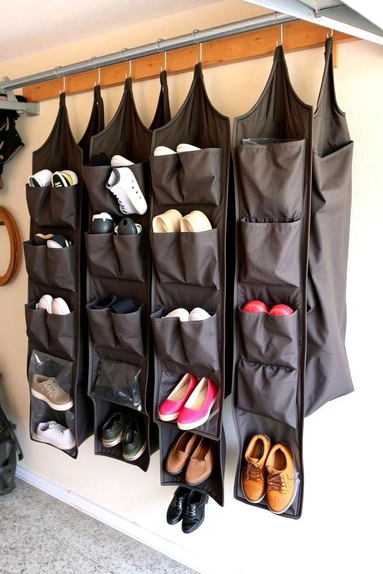 Hanging Shoe Bags - 24 Garage Shoe Storage Ideas