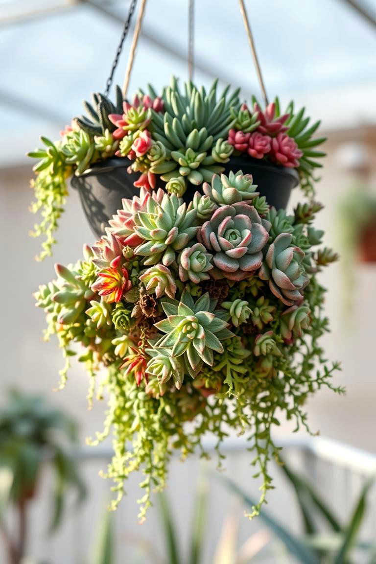 Hanging Succulent Display - 24 Succulent Garden Ideas