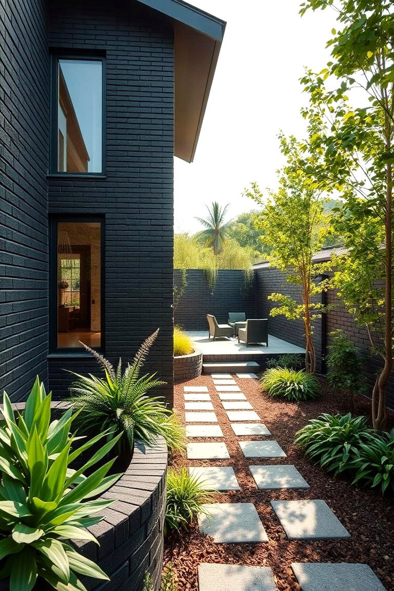 Harmonious Black Brick with Landscape Integration - 24 Black Brick House Exteriors