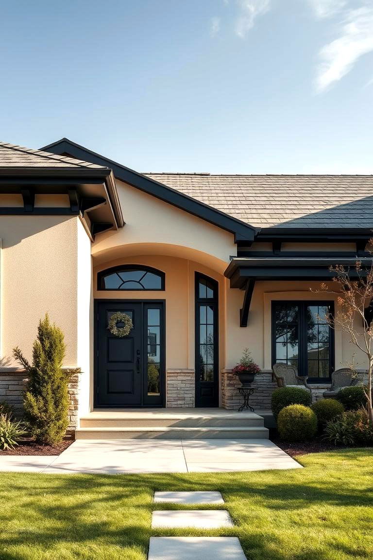 Harmonious Blend of Beige and Black - 24 beige and black house exterior ideas