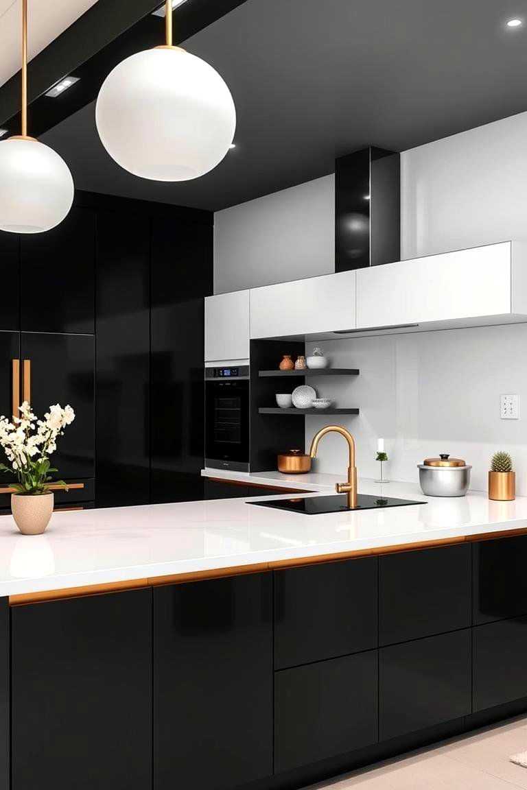 Harmonious Blend of Black White and Gold in Minimalist Decor - 24 black white and gold kitchen ideas