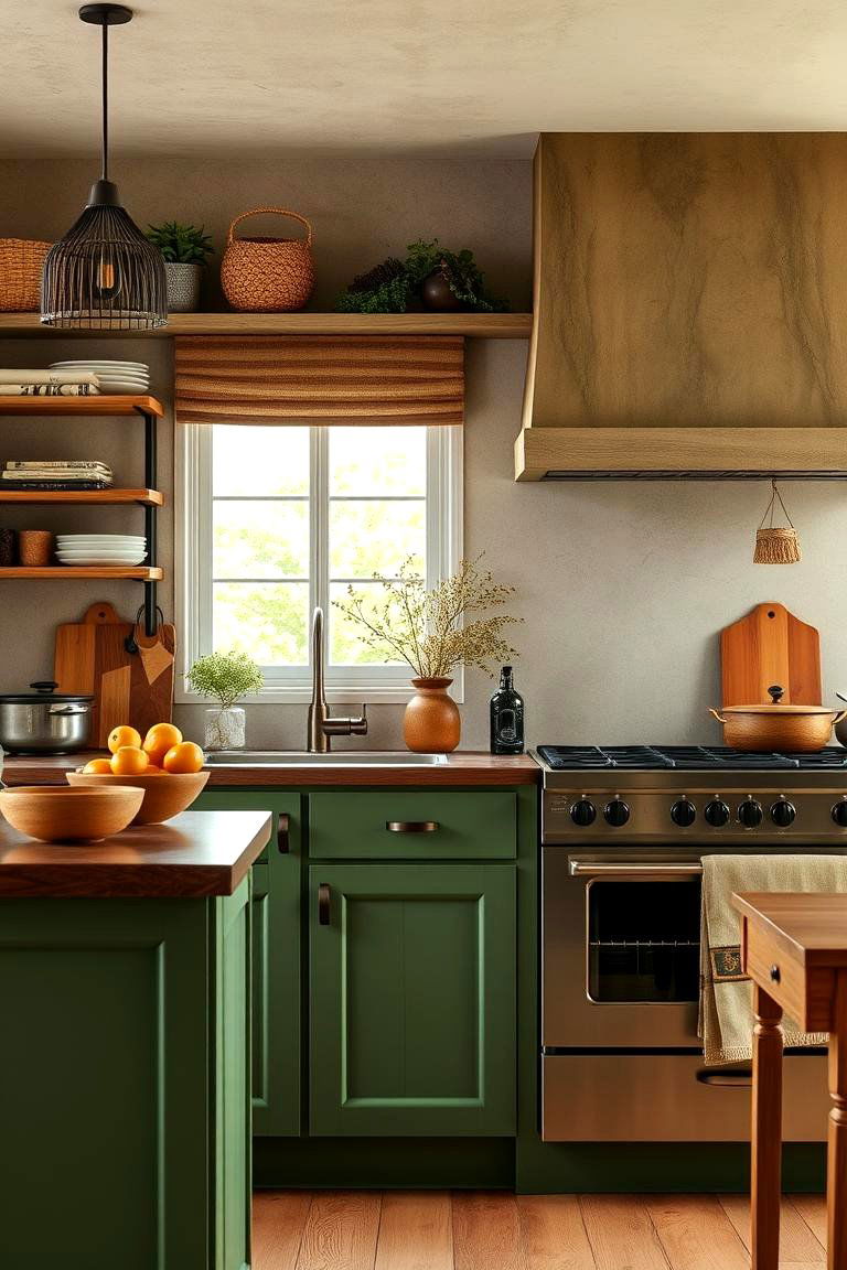 Harmonious Blend of Green and Brown - 24 Green and Brown Kitchen Ideas