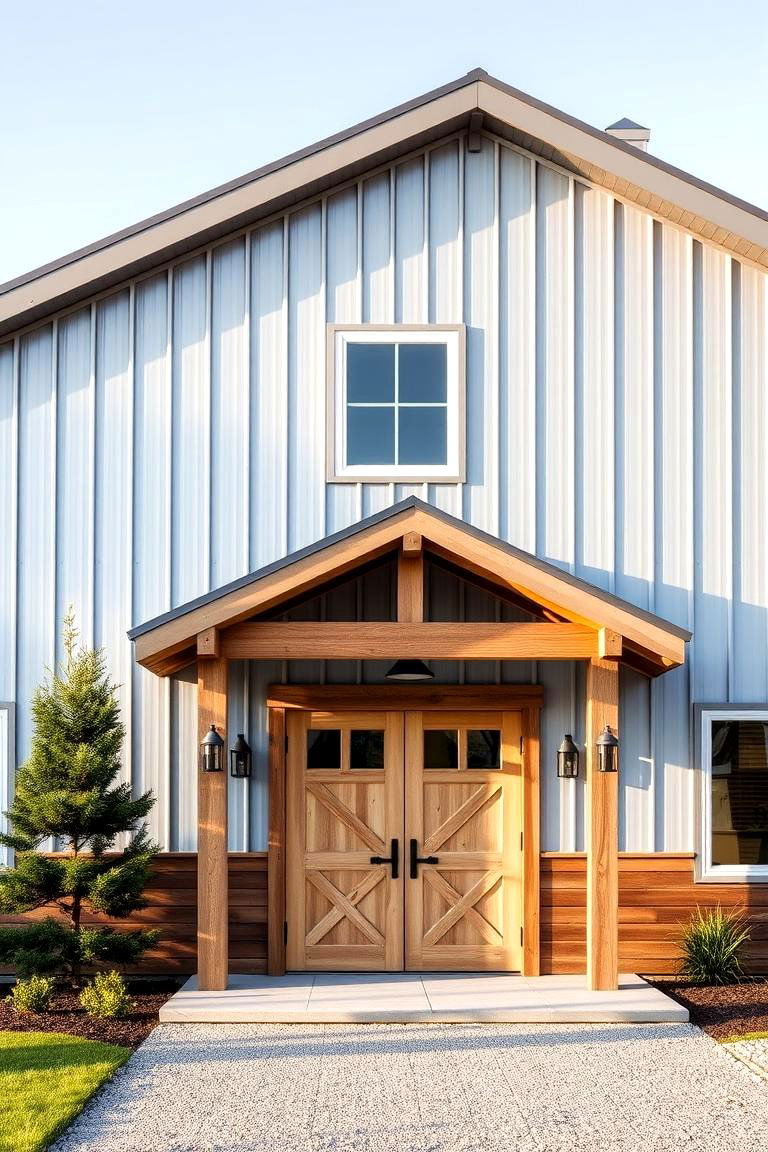 Harmonious Blend of Wood and Metal - 24 Pole Barn and Barndominium House Exteriors