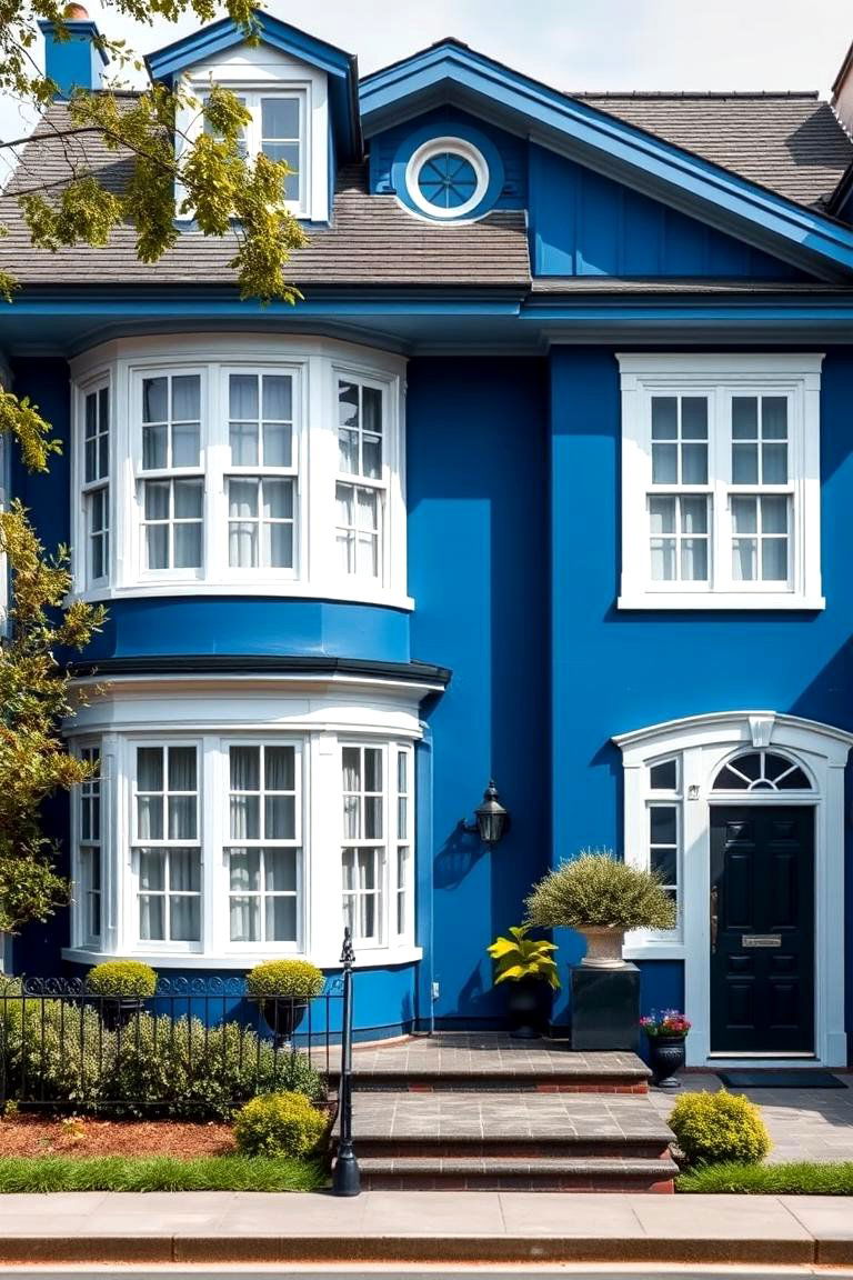 Harmonious Blends of Blue and Black - 24 Blue House With Black Trim Ideas